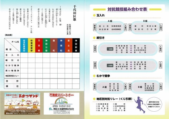 千代田区歌・対抗競技組み合わせ表